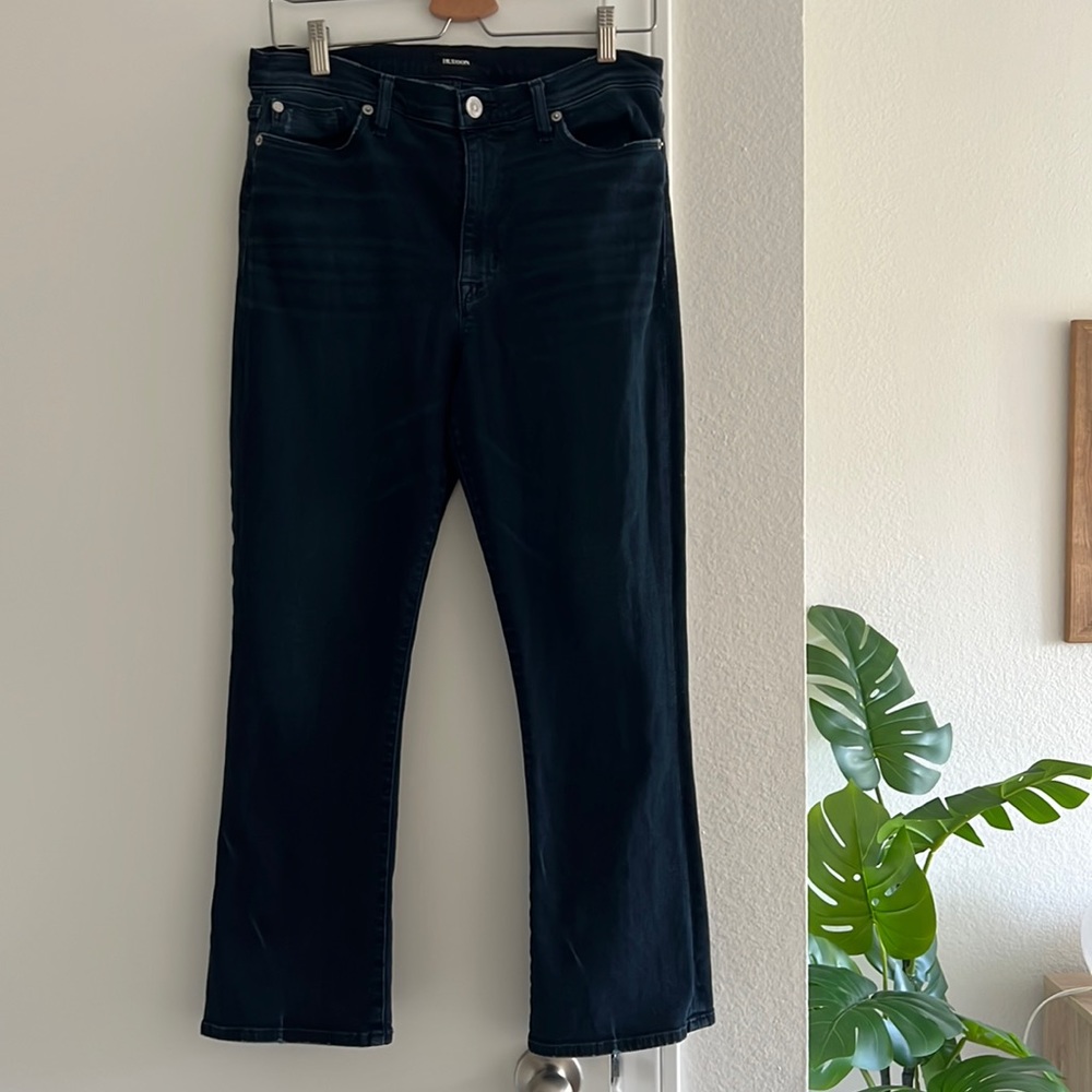 HUDSON Denim Jeans Ankle Length Bootcut Dark Wash Stretchy Fitted Semi Flare